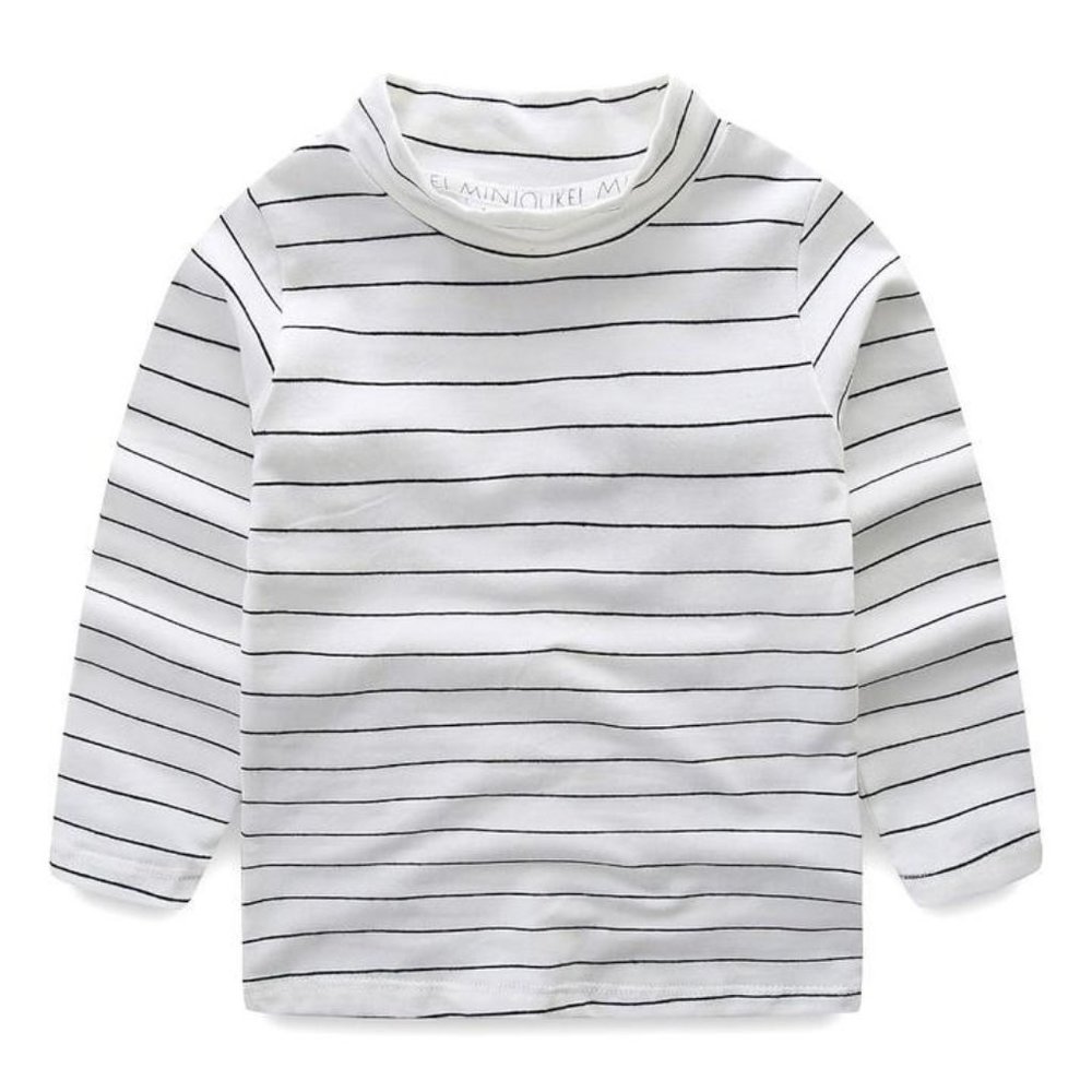 UNISEX HIGH COLLAR STRIPED PRINT SHIRT